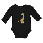 Long Sleeve Bodysuit Baby Cute Giraffe Turning Side View with Closed Eyes Cotton - Cute Rascals