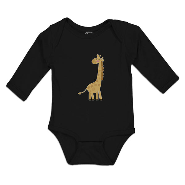 Long Sleeve Bodysuit Baby Cute Giraffe Turning Side View with Closed Eyes Cotton - Cute Rascals