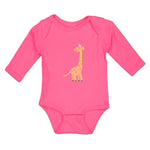Long Sleeve Bodysuit Baby Cute Giraffe Turning Side View with Closed Eyes Cotton - Cute Rascals