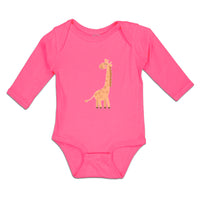 Long Sleeve Bodysuit Baby Cute Giraffe Turning Side View with Closed Eyes Cotton - Cute Rascals