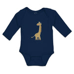 Long Sleeve Bodysuit Baby Cute Giraffe Turning Side View with Closed Eyes Cotton - Cute Rascals