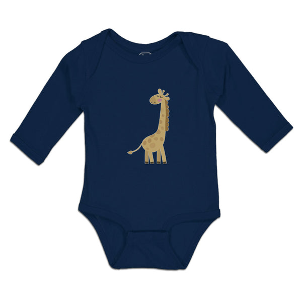 Long Sleeve Bodysuit Baby Cute Giraffe Turning Side View with Closed Eyes Cotton - Cute Rascals
