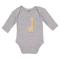 Long Sleeve Bodysuit Baby Cute Giraffe Turning Side View with Closed Eyes Cotton - Cute Rascals