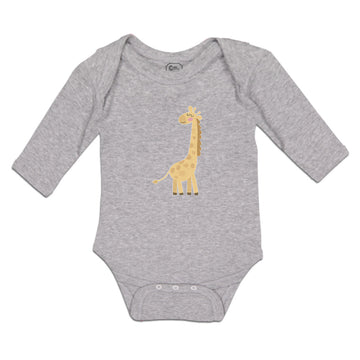 Long Sleeve Bodysuit Baby Cute Giraffe Turning Side View with Closed Eyes Cotton