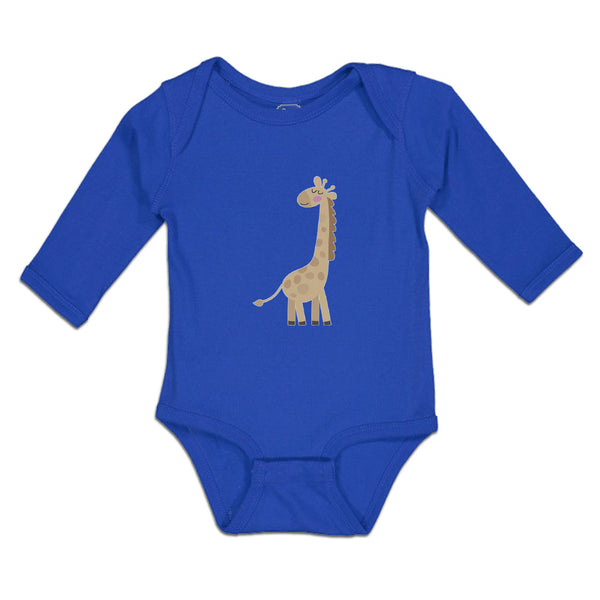 Long Sleeve Bodysuit Baby Cute Giraffe Turning Side View with Closed Eyes Cotton - Cute Rascals