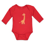 Long Sleeve Bodysuit Baby Cute Giraffe Turning Side View with Closed Eyes Cotton - Cute Rascals