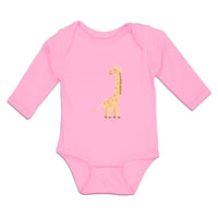 Long Sleeve Bodysuit Baby Cute Giraffe Turning Side View with Closed Eyes Cotton - Cute Rascals