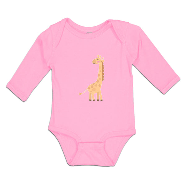 Long Sleeve Bodysuit Baby Cute Giraffe Turning Side View with Closed Eyes Cotton - Cute Rascals