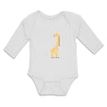 Long Sleeve Bodysuit Baby Cute Giraffe Turning Side View with Closed Eyes Cotton