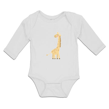 Long Sleeve Bodysuit Baby Cute Giraffe Turning Side View with Closed Eyes Cotton