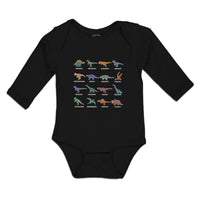 Long Sleeve Bodysuit Baby Lovely Prehistoric Dinosaur Animal Figures Cotton
