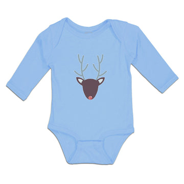Long Sleeve Bodysuit Baby Abstract Deer Head, Snout and Horns Boy & Girl Clothes