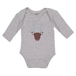 Long Sleeve Bodysuit Baby Abstract Deer Head, Snout and Horns Boy & Girl Clothes - Cute Rascals