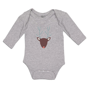 Long Sleeve Bodysuit Baby Abstract Deer Head, Snout and Horns Boy & Girl Clothes