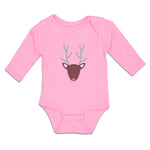 Long Sleeve Bodysuit Baby Abstract Deer Head, Snout and Horns Boy & Girl Clothes - Cute Rascals