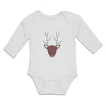 Long Sleeve Bodysuit Baby Abstract Deer Head, Snout and Horns Boy & Girl Clothes - Cute Rascals