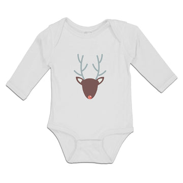 Long Sleeve Bodysuit Baby Abstract Deer Head, Snout and Horns Boy & Girl Clothes