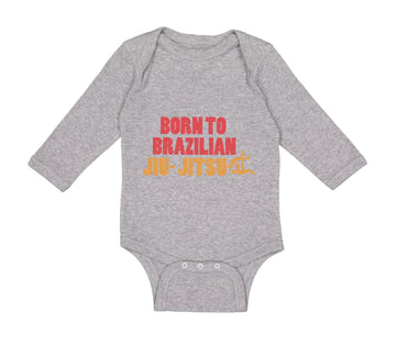 Long Sleeve Bodysuit Baby Born to Brazilian Jiu Jitsu Sport Martial Arts Cotton