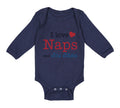 Long Sleeve Bodysuit Baby I Love Naps and Jiu Jitsu Sport Martial Arts Cotton