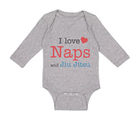 Long Sleeve Bodysuit Baby I Love Naps and Jiu Jitsu Sport Martial Arts Cotton