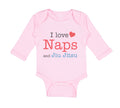 Long Sleeve Bodysuit Baby I Love Naps and Jiu Jitsu Sport Martial Arts Cotton