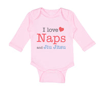 Long Sleeve Bodysuit Baby I Love Naps and Jiu Jitsu Sport Martial Arts Cotton