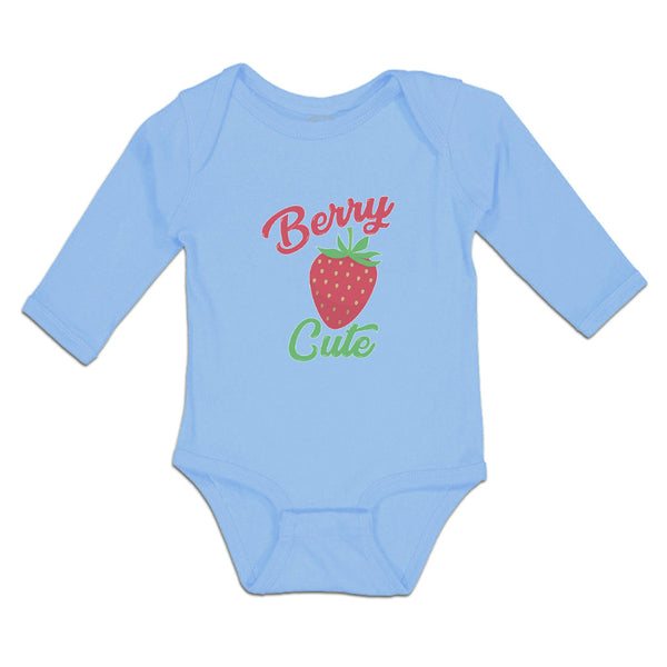 Long Sleeve Bodysuit Baby Cute Red Berry Strawberry with A Stem and Leaves - Cute Rascals