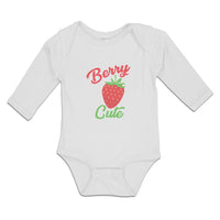 Long Sleeve Bodysuit Baby Cute Red Berry Strawberry with A Stem and Leaves - Cute Rascals