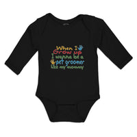 Long Sleeve Bodysuit Baby Grow Wanna Pet Groomer Mommy Colourful Print Cotton - Cute Rascals