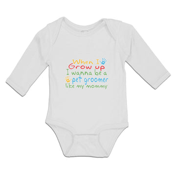 Long Sleeve Bodysuit Baby Grow Wanna Pet Groomer Mommy Colourful Print Cotton