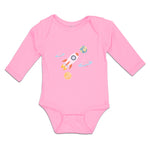 Long Sleeve Bodysuit Baby Astronaut, Planets and Spaceship in Space Cotton - Cute Rascals
