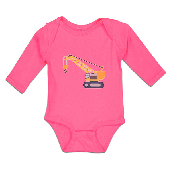 Long Sleeve Bodysuit Baby Construction Toy Truck Crane Vehicle Cotton - Cute Rascals