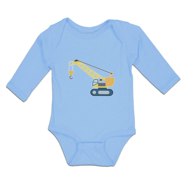 Long Sleeve Bodysuit Baby Construction Toy Truck Crane Vehicle Cotton - Cute Rascals