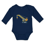 Long Sleeve Bodysuit Baby Construction Toy Truck Crane Vehicle Cotton - Cute Rascals