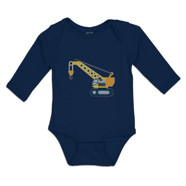 Long Sleeve Bodysuit Baby Construction Toy Truck Crane Vehicle Cotton - Cute Rascals