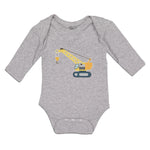 Long Sleeve Bodysuit Baby Construction Toy Truck Crane Vehicle Cotton - Cute Rascals