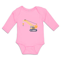 Long Sleeve Bodysuit Baby Construction Toy Truck Crane Vehicle Cotton - Cute Rascals