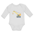 Long Sleeve Bodysuit Baby Construction Toy Truck Crane Vehicle Cotton