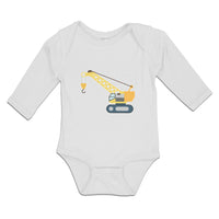 Long Sleeve Bodysuit Baby Construction Toy Truck Crane Vehicle Cotton - Cute Rascals