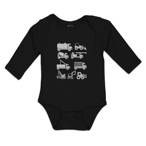 Long Sleeve Bodysuit Baby Eqipment Machines Work, Repair Vehicles Cotton - Cute Rascals