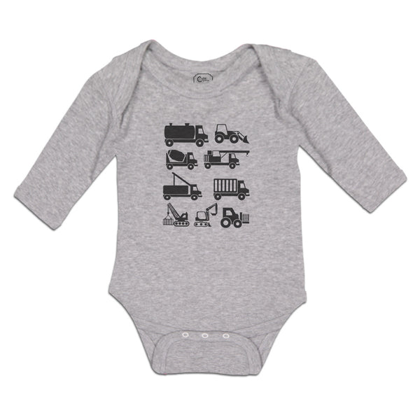 Long Sleeve Bodysuit Baby Eqipment Machines Work, Repair Vehicles Cotton - Cute Rascals