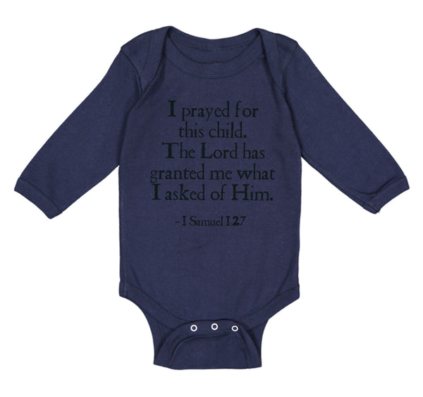 Long Sleeve Bodysuit Baby Prayed for Child Lord Has Granted Me Jewish Cotton