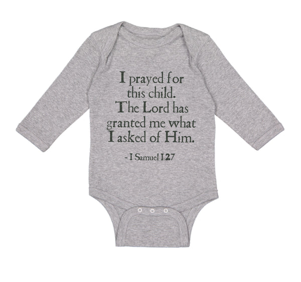 Long Sleeve Bodysuit Baby Prayed for Child Lord Has Granted Me Jewish Cotton