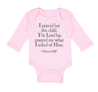 Long Sleeve Bodysuit Baby Prayed for Child Lord Has Granted Me Jewish Cotton