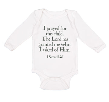 Long Sleeve Bodysuit Baby Prayed for Child Lord Has Granted Me Jewish Cotton