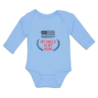 Long Sleeve Bodysuit Baby My Uncle Is Hero Flag United States America Cotton