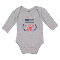 Long Sleeve Bodysuit Baby My Uncle Is Hero Flag United States America Cotton