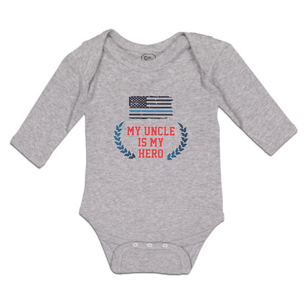 Long Sleeve Bodysuit Baby My Uncle Is Hero Flag United States America Cotton