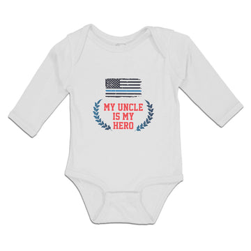 Long Sleeve Bodysuit Baby My Uncle Is Hero Flag United States America Cotton