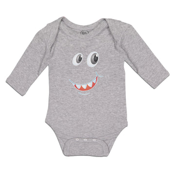 Long Sleeve Bodysuit Baby Funny Cartoon Animal Face with Smile Cotton